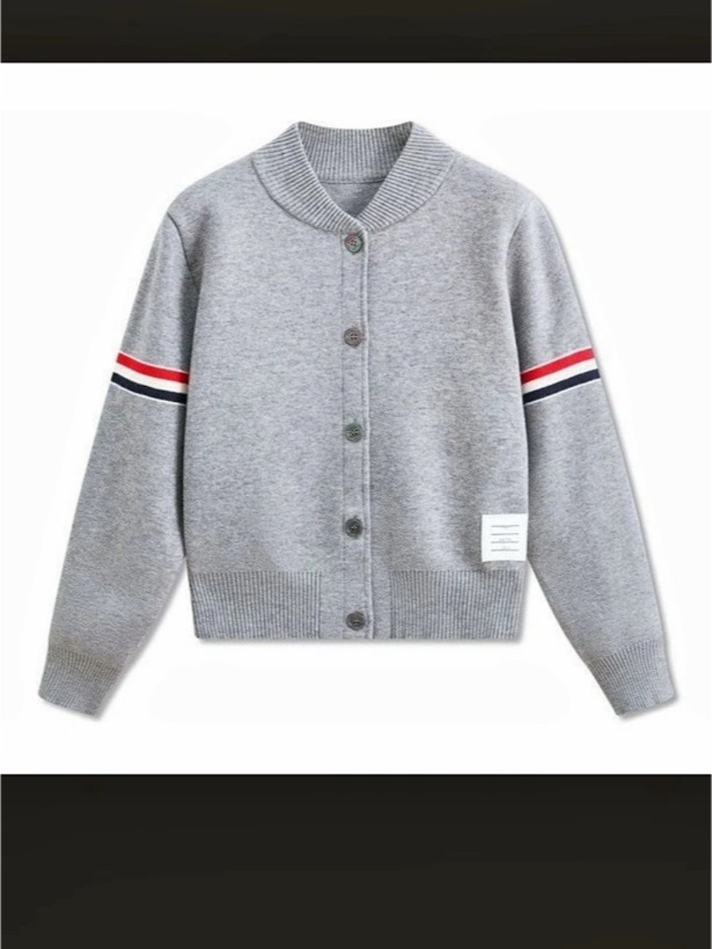 Thom Browne 4-Bar Stripe Cardigan Gray from small to medium size. Women. New